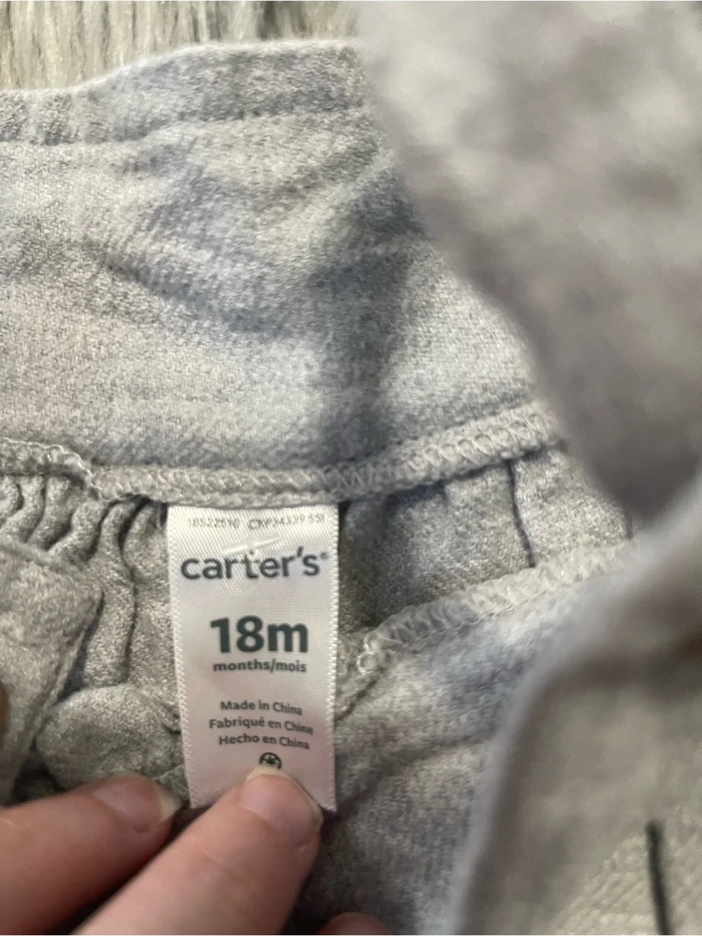 Carters Baby Girl Gray Jumper Dress with Sherpa Pockets | Size 18 months #2793